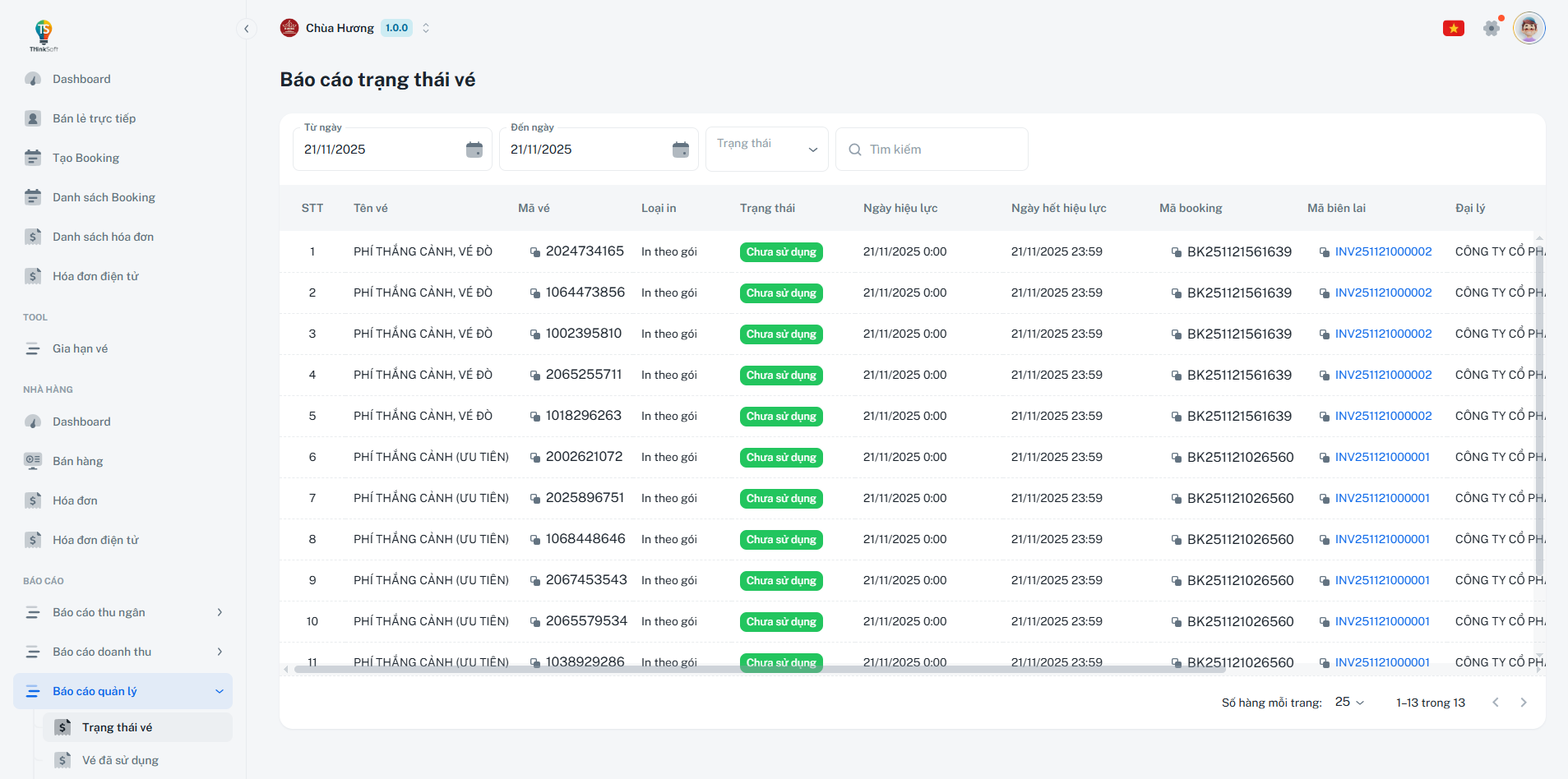 ThinkBox Ticket Status